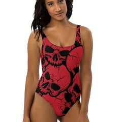 Women's Plus Size Skull Print One Piece Swimsuit