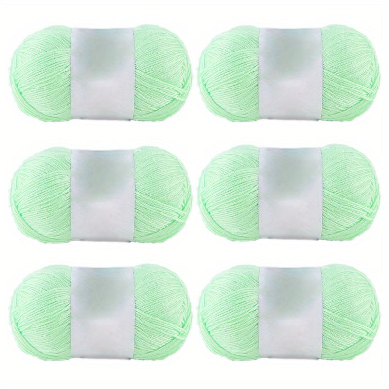 6pcs Bamboo Cotton Blend Yarn for Spring & Summer Knitting - Soft & Fine