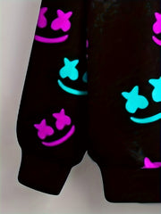 Smiling Face Print Boys Sweatshirt Long Sleeve Top
