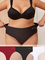 3 Pack Plus Size Panties Set Women's Plus Seamless High Rise Thong