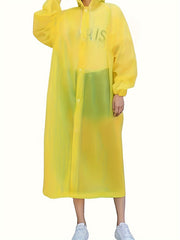 Waterproof Rain Poncho for Traveling, Button Down Hooded Coat