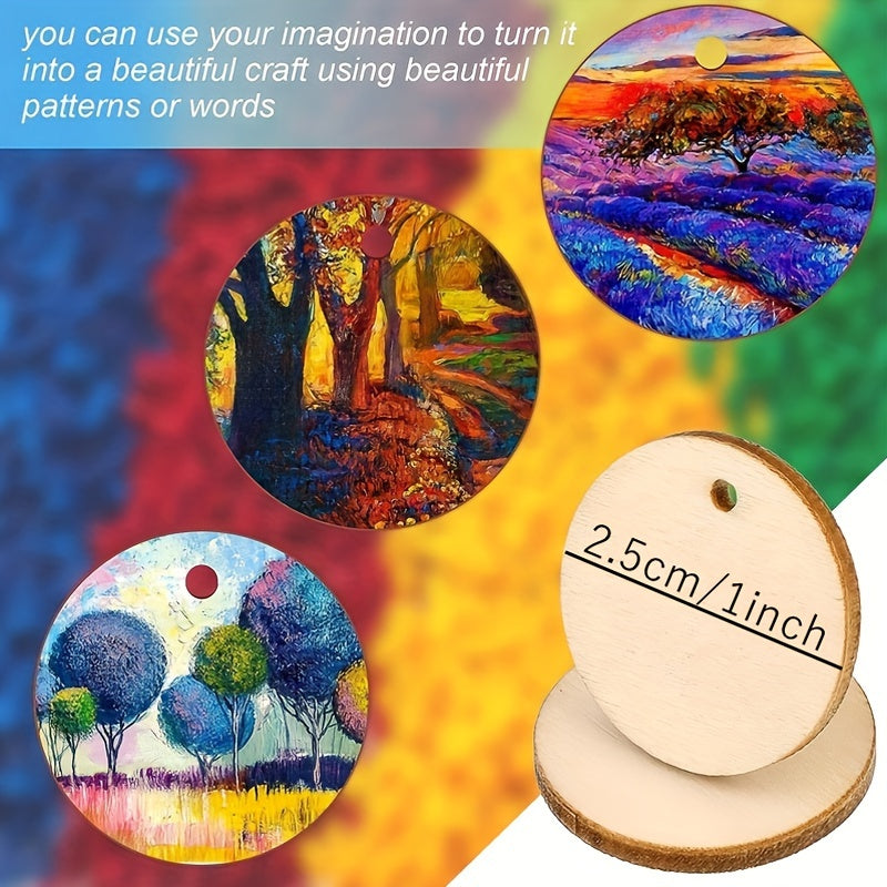 50pcs Wood Circles With Holes For Crafts Small Round Wooden Discs Blanks Cutouts