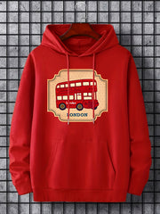 London Double decker Bus Print Hoodie For Men