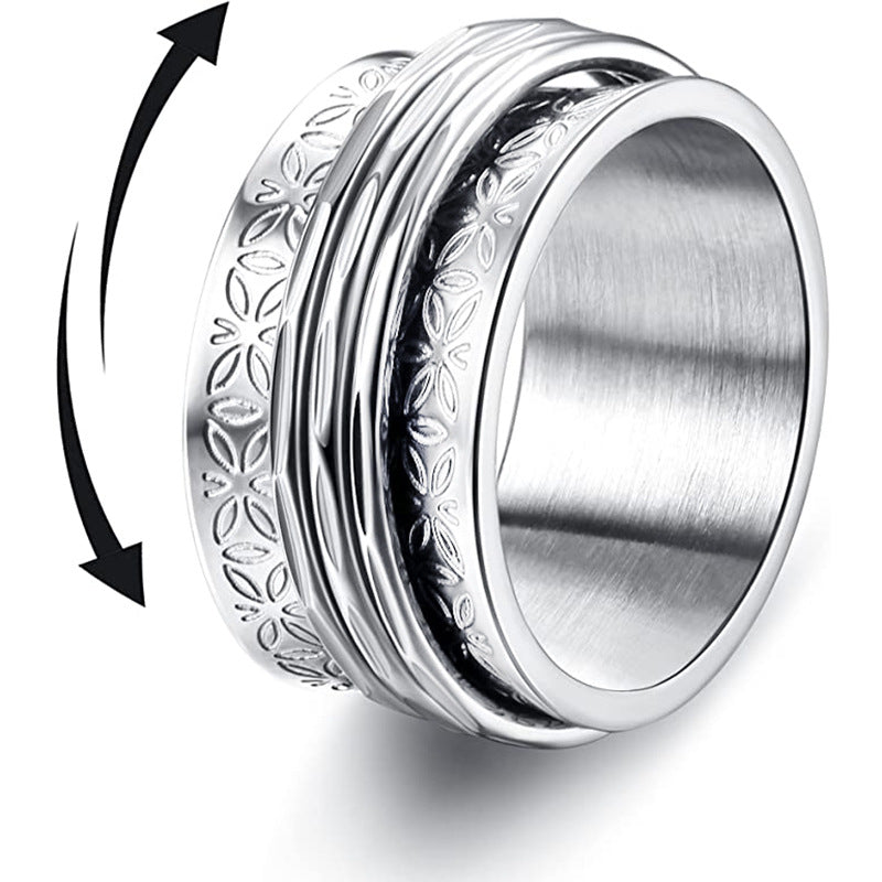 Punk Stainless Steel Butterfly Anxiety Ring Unisex Fidget Spinner Ring