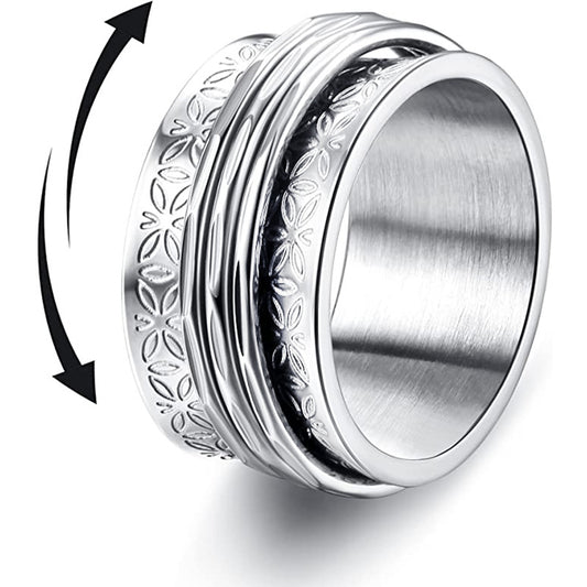 Punk Stainless Steel Butterfly Anxiety Ring Unisex Fidget Spinner Ring