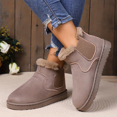 Women's Solid Snow Boots Slip On Round Toe Non slip High Top Velvet Warm Shoes
