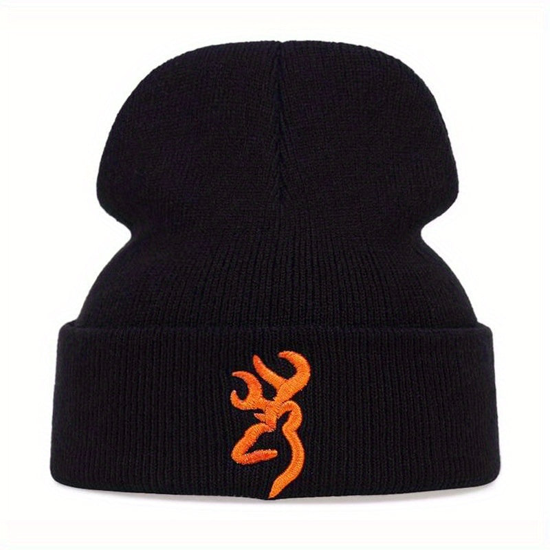Embroidered Pattern Knitted Hat Beanie Winter Coldproof Ear Protection