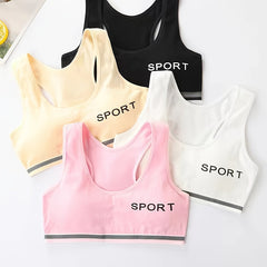 4pcs Teen Girls Cotton Sport Bra Stretchy Underwear Vest