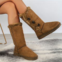 Women's Plush Lined Winter Boots Thermal Snow Boots Warm Mid Calf Boots