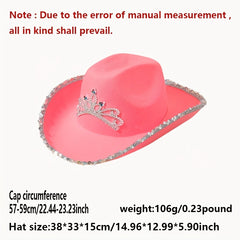 Cowgirl Hat Sunglasses Set with Y2K Fedora Cap & Rimless UV Eyewear