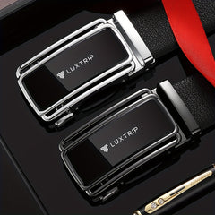 Men's Leather Belt W/ Automatic Buckle Casual 1st Layer Cowhide Belt