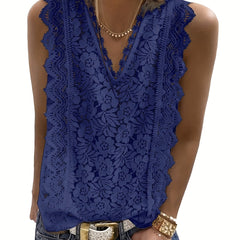 Summer Lace Tank Top V Neck Sleeveless