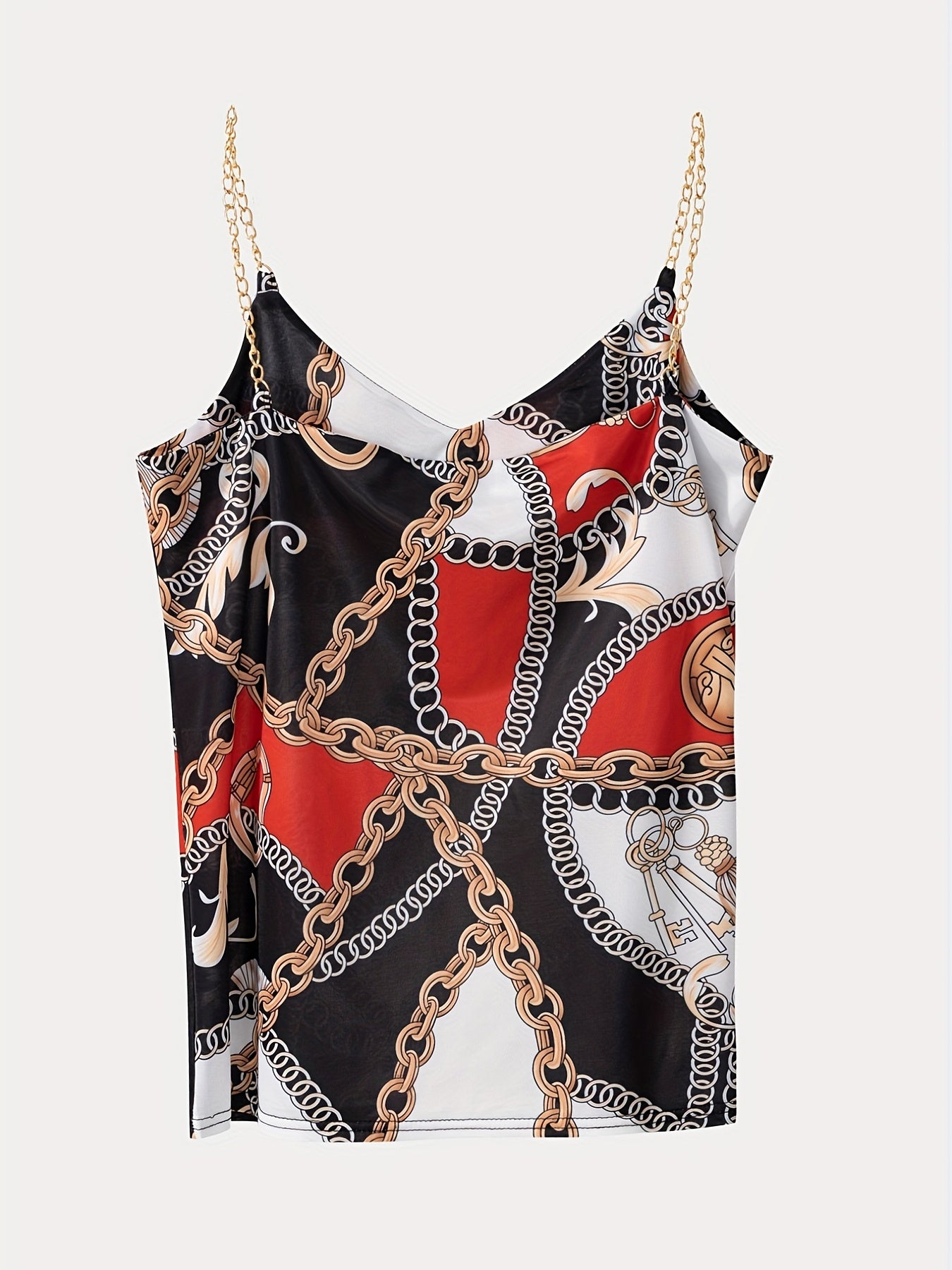 Chain Print Tank Top Sleeveless Summer Cami Top