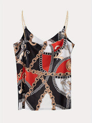 Chain Print Tank Top Sleeveless Summer Cami Top