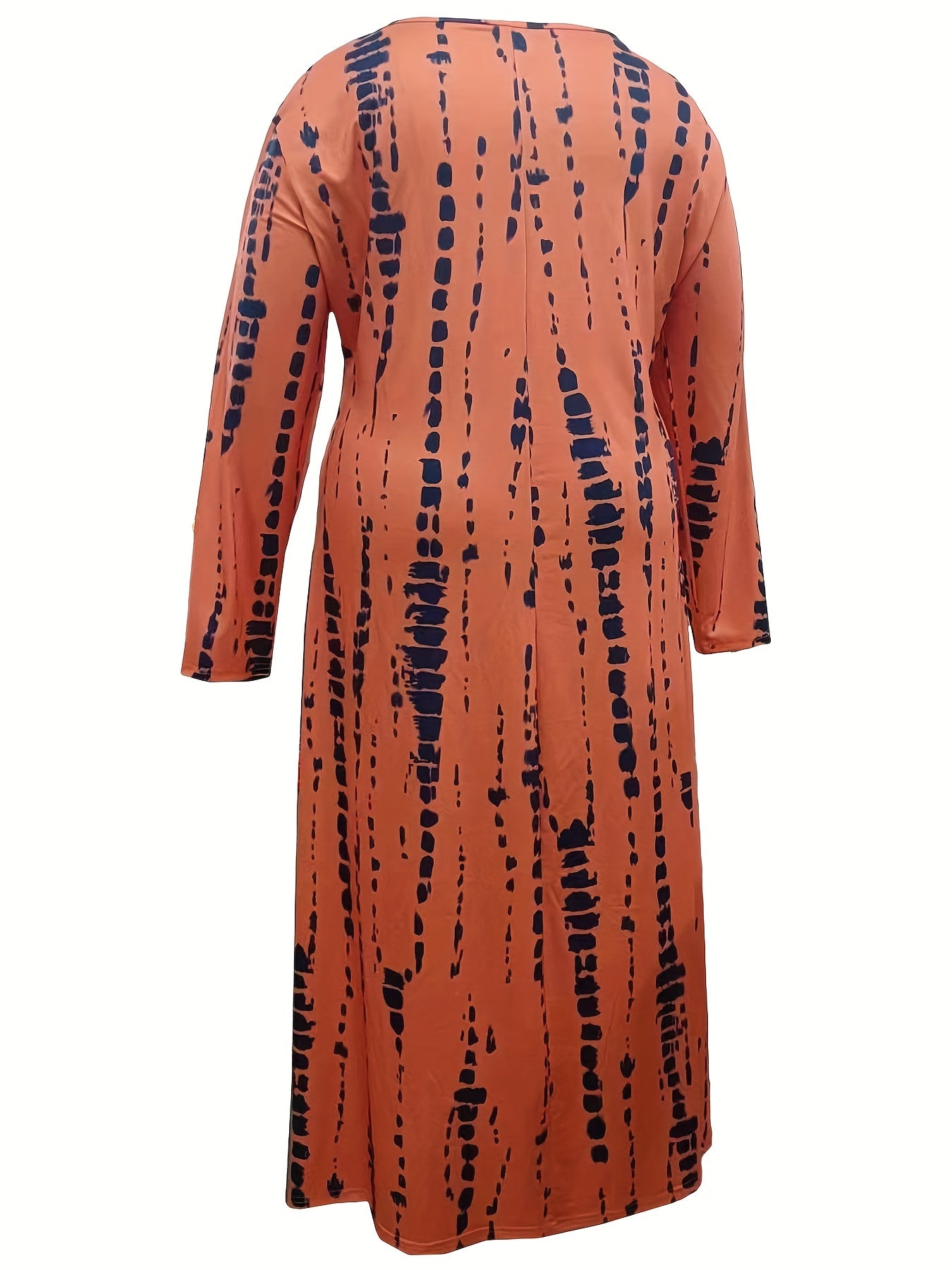 Tie Dye Long Sleeve V Neck Maxi Dress