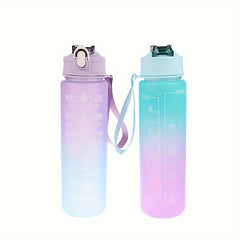 900ml Gradient Water Bottle Leakproof Flip Top Cup Fitness Travel