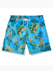 Men's Quick Dry Hawaiian Board Shorts Coconut Tree Swim Trunks