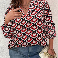 Allover Print Notched Neck Top