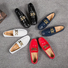 Crocodile Embossed Loafer Shoes Lightweight Non Slip Driving Shoes