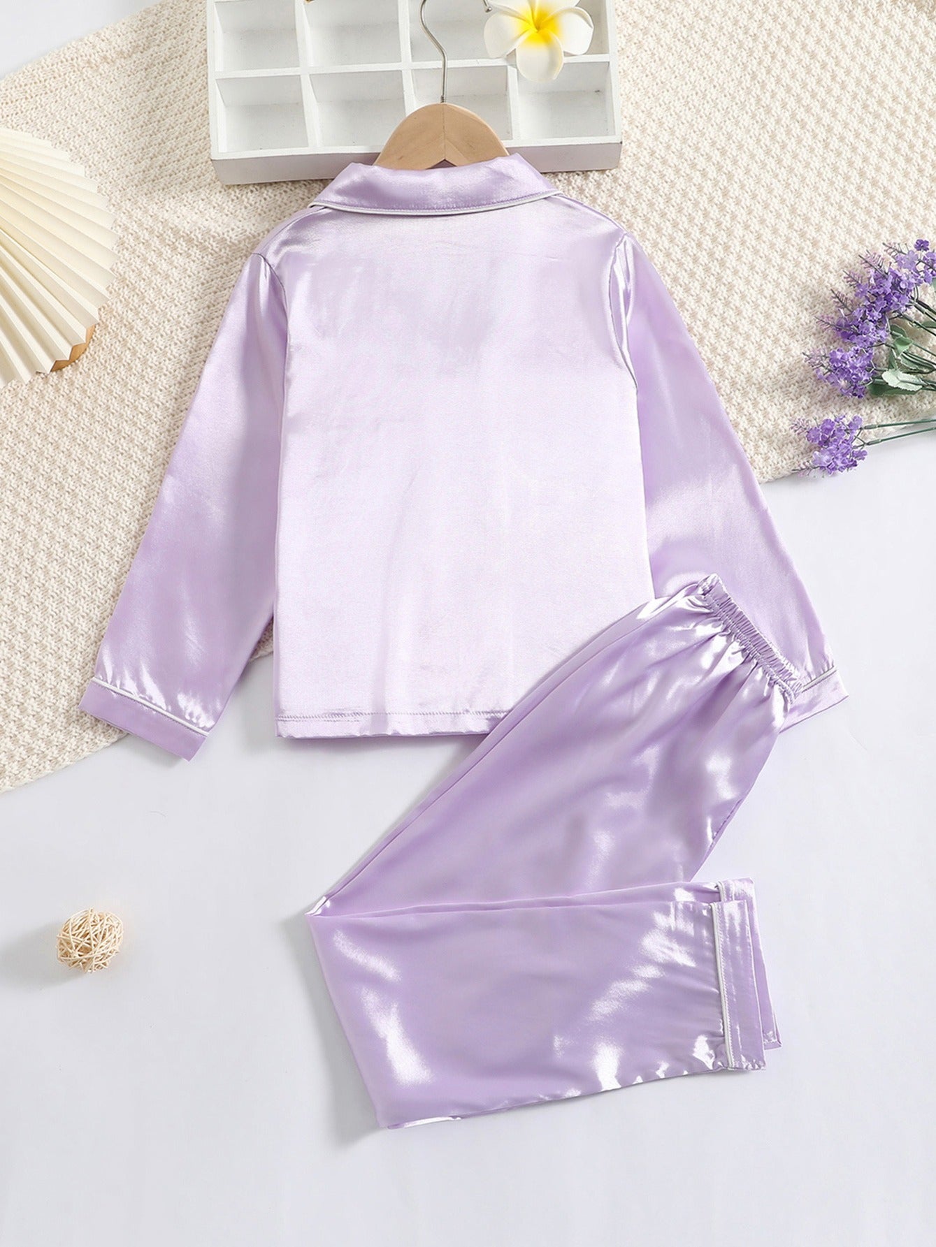 2pcs Girls Long sleeved Trousers Loungewear Set