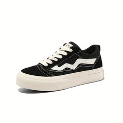 Women's Flat Sneakers Low Top Lace Up Shoes Casual Outdoor Canvas Shoes