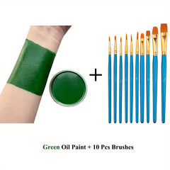 VERONNI Red Face Paint Set with 10 Brushes - Non Toxic Cosplay Makeup