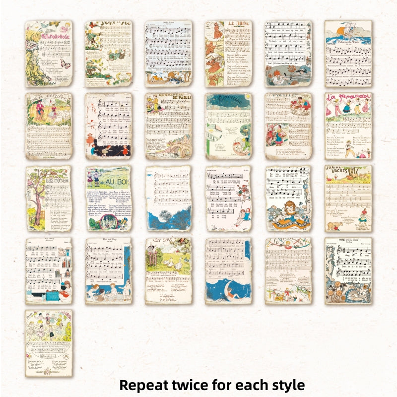 50pcs Memoir Series Retro Plant Journal Decoration Paper Old Book