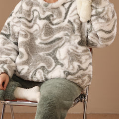 Camouflage Print Pajamas Set Long Sleeve Top & Pants Women's Sleepwear