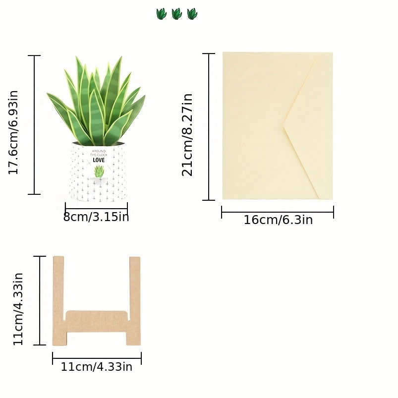 3D Pop Up Card Snake Plant Birthday Thank You Valentine's All Occasion
