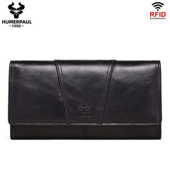 HUMERPAUL RFID Blocking Leather Wallet with Snap Closure