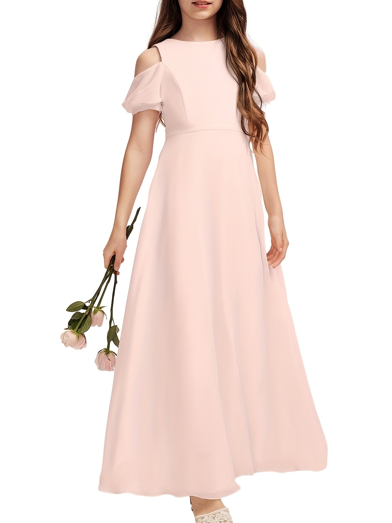 Girls Off Shoulder Casual Party Dress Little Bridesmaid Dress