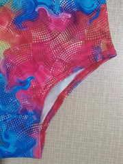2pcs Toddler Girls Tie Dye Sleeveless Swimsuit & Cap Set Beach Bathing Suits
