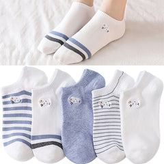 Embroidered Sheep Women's Ankle Socks - Pack of 5