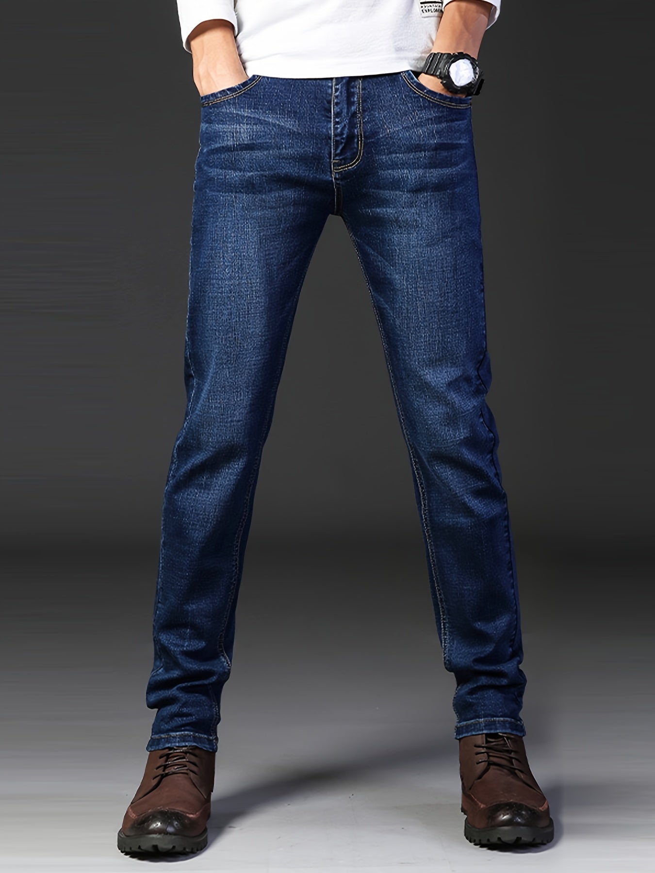 Men's Slim Straight Leg Denim Jeans Casual Cotton