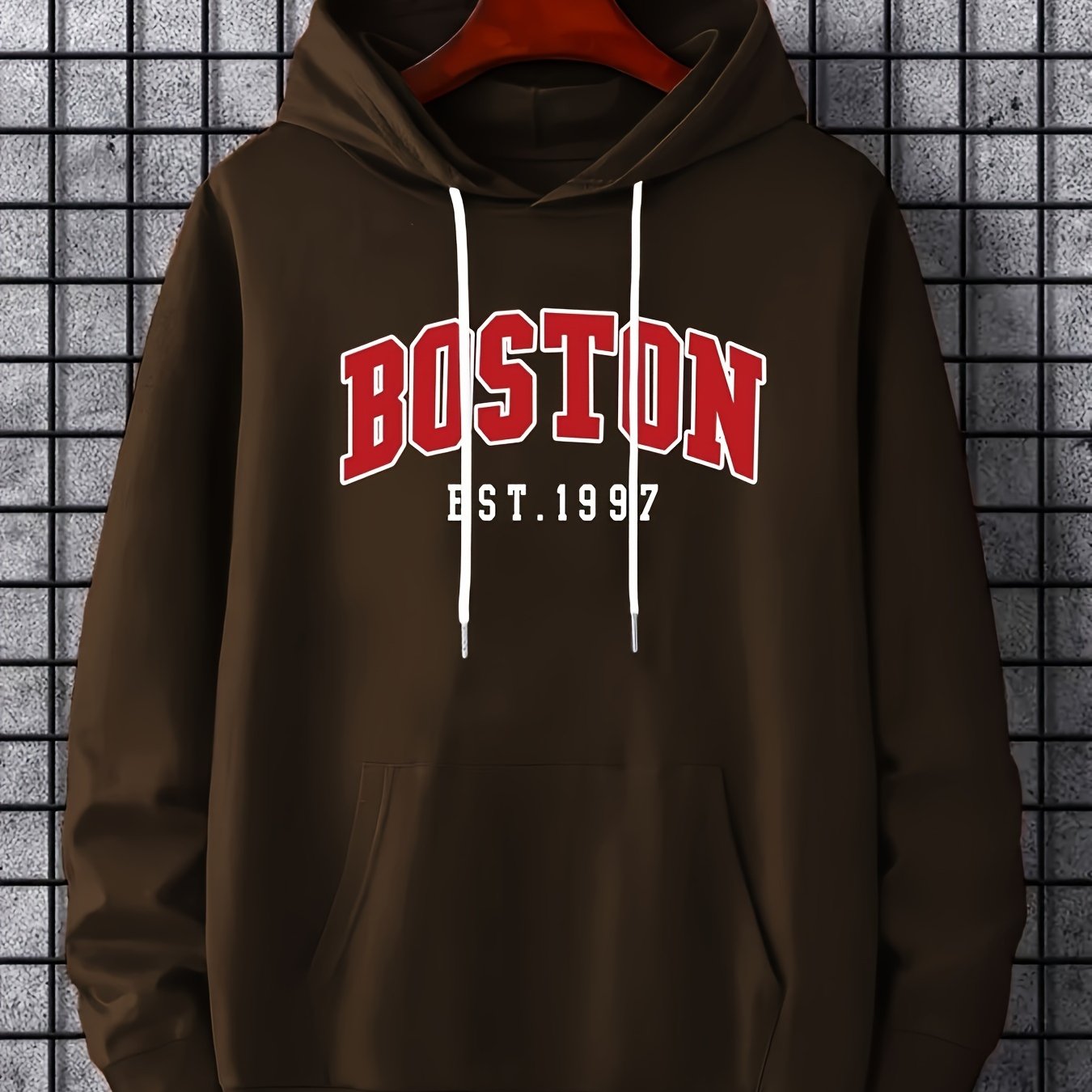 BOSTON Print Hoodies For Men Graphic Hoodie With Kangaroo Pocket