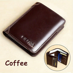 RFID Anti-theft Leather Wallet Trifold Slim Short Wallet