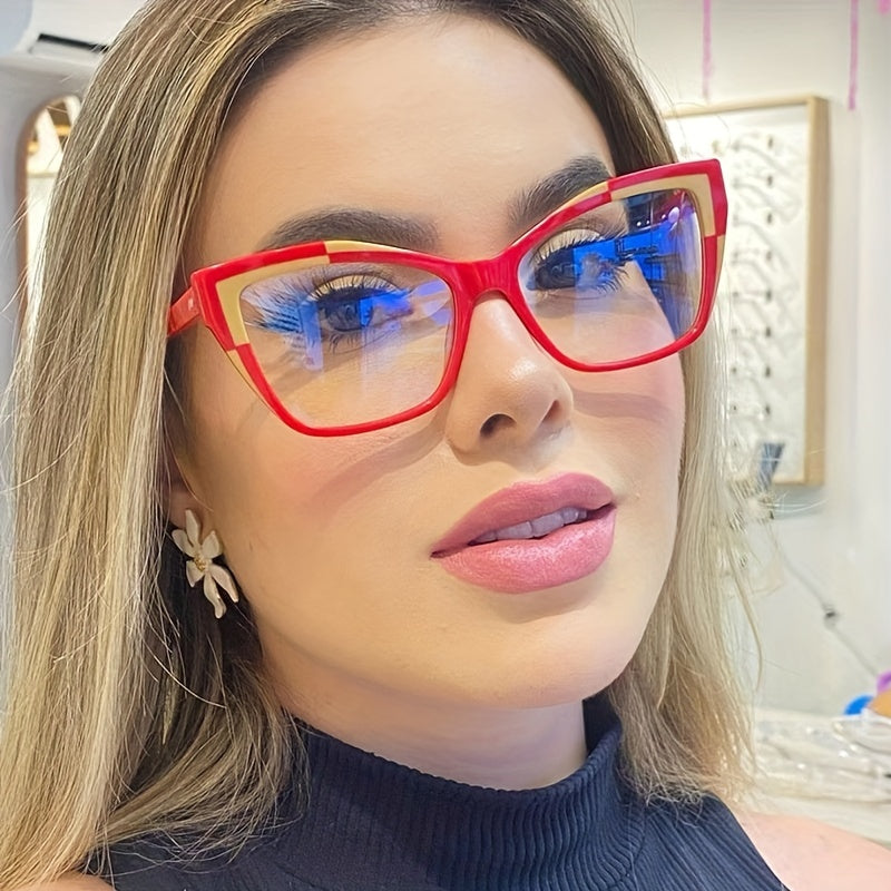 Clear Lens Cat Eye Glasses TR90 Frame Anti Blue Light for Computer Phone