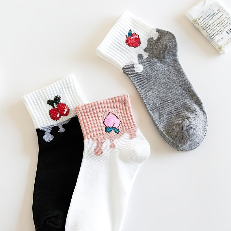 Cartoon Fruit Socks College Style Women's Stockings