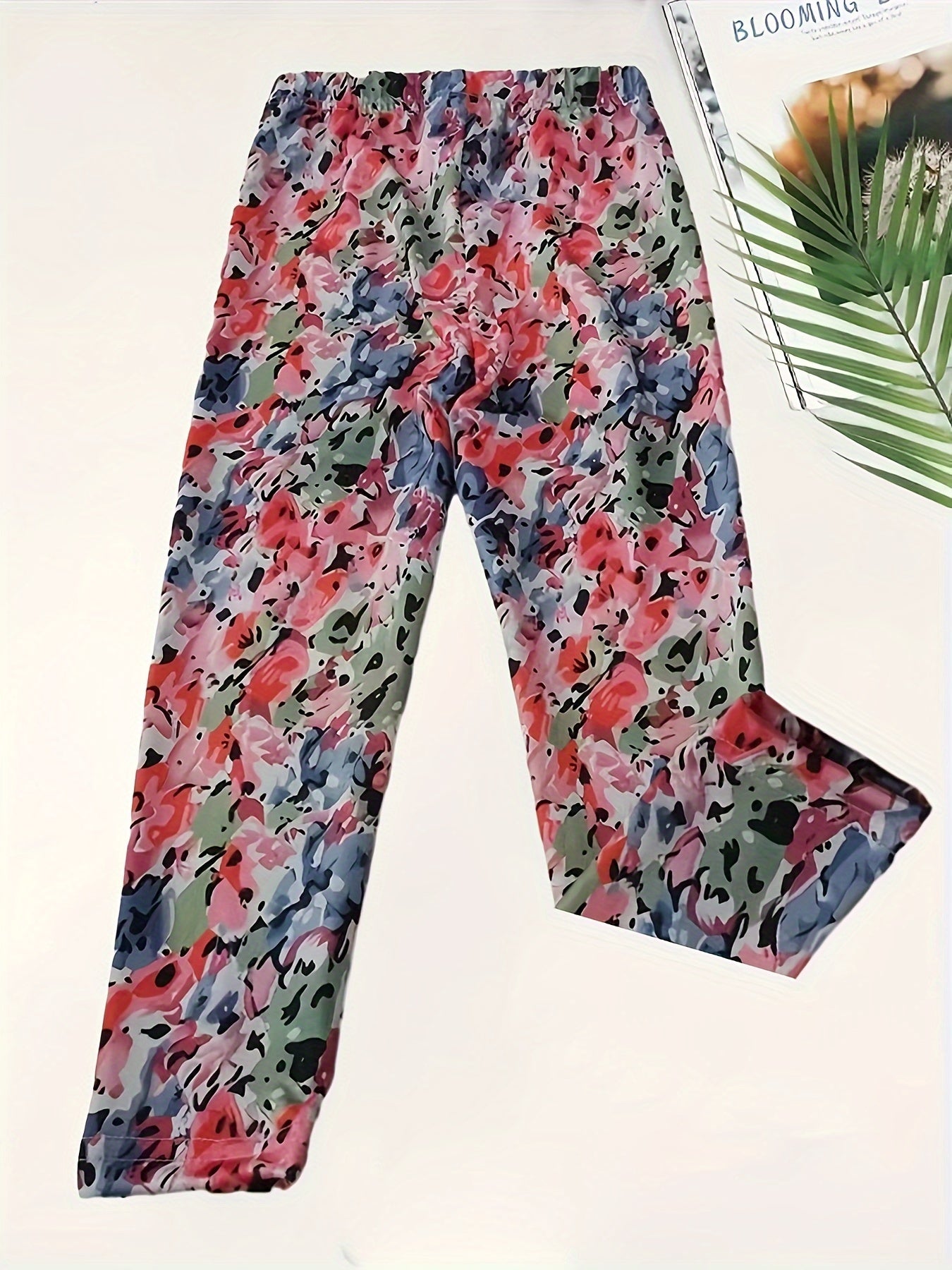 Girls Flower Painting Graphic Leggings All Seasons