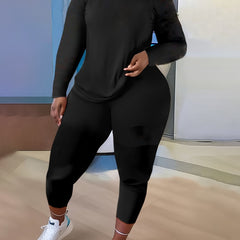 Solid Long Sleeve Top & Leggings Set