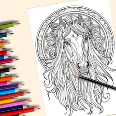 Magical Horse Adult Coloring Book DIY Art Therapy Drawing & Painting Kit
