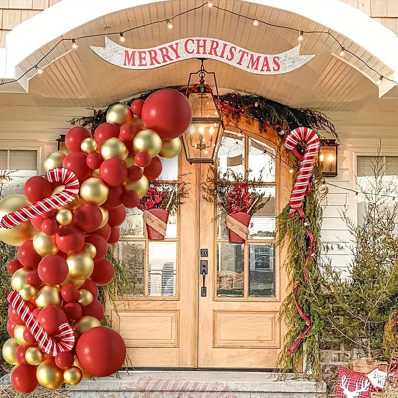 Red Golden Garland Balloon Chain Christmas Party Decoration Set