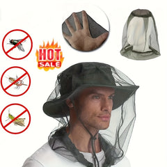 Outdoor Sunscreen Bucket Hat with Face Net Cover for Fishing Camping