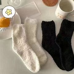 4 Pairs Fuzzy Socks Warm Mid Tube Women's Stockings