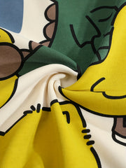 Cartoon Print Pajama Set Short Sleeve Top & Cozy Shorts Women's Loungewear