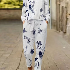 Floral Print Boho 2pc Set Top & Pants Outfits Women's Clothing
