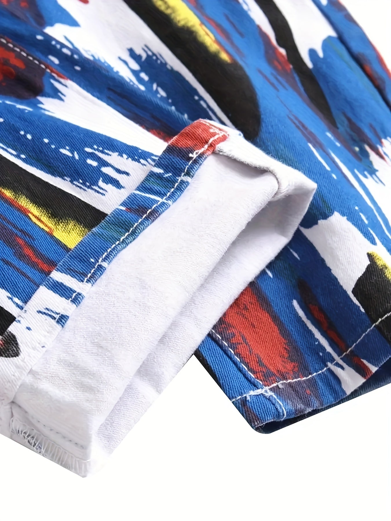Colorful Brush Stroke Jeans Casual Allover Print Denim Pants
