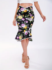 Polka Dot Bodycon Lace Up Fishtail Skirt