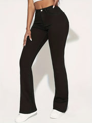 Solid High Stretch Flared Leg Jeans