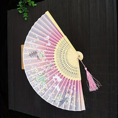 Silk Folding Fan Plum Blossom Bamboo Wedding Prom Decoration